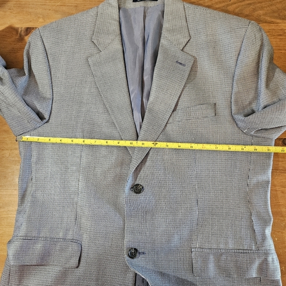 Ralph Ralph Lauren Silk Blue Gray Houndstooth Print Sport Coat Blazer Size 40R - Picture 7 of 15